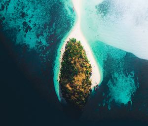 Preview wallpaper island, aerial view, sea, boats