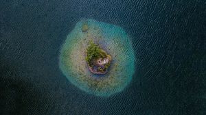 Preview wallpaper island, aerial view, sea, trees