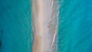 Preview wallpaper island, beach, aerial view, sand, water