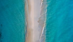 Preview wallpaper island, beach, aerial view, sand, water