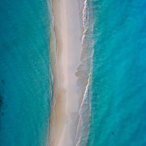 Preview wallpaper island, beach, aerial view, sand, water