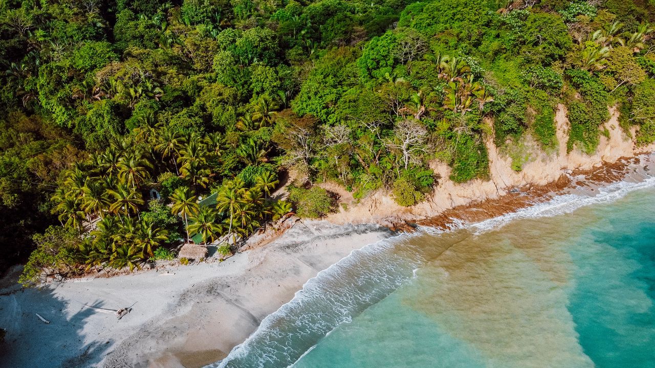Wallpaper island, beach, sea, tropics, aerial view