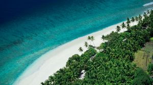 Preview wallpaper island, beach, sea, aerial view, summer, tropics