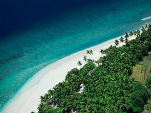 Preview wallpaper island, beach, sea, aerial view, summer, tropics