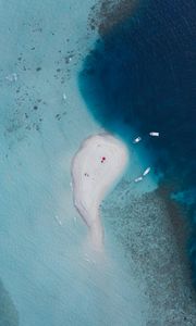 Preview wallpaper island, boats, sea, water, aerial view