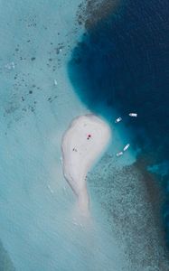 Preview wallpaper island, boats, sea, water, aerial view