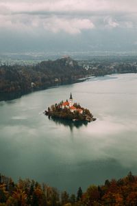 Preview wallpaper island, castle, horizon, lake