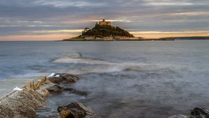 Preview wallpaper island, castle, sea, rocks