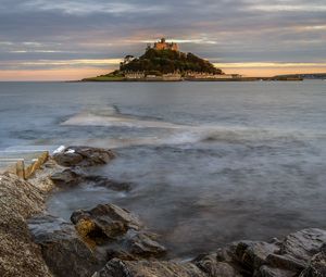 Preview wallpaper island, castle, sea, rocks