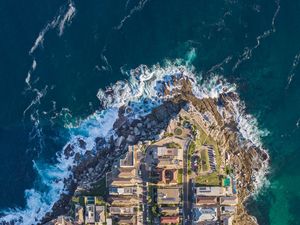 Preview wallpaper island, city, aerial  view, houses