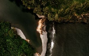 Preview wallpaper island, coast, aerial view, sea, trees