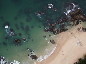 Preview wallpaper island, coast, aerial view, sea, palm