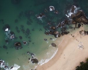 Preview wallpaper island, coast, aerial view, sea, palm