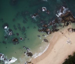 Preview wallpaper island, coast, aerial view, sea, palm