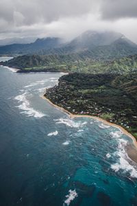 Preview wallpaper island, coast, aerial view, village, sea