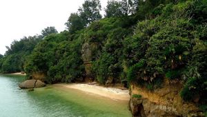 Preview wallpaper island, coast, mountains, vegetation, equator