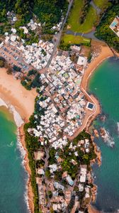 Preview wallpaper island, coast, ocean, buildings, aerial view