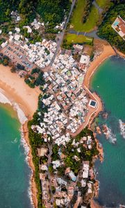 Preview wallpaper island, coast, ocean, buildings, aerial view