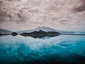 Preview wallpaper island, fog, water, hong kong