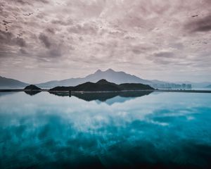 Preview wallpaper island, fog, water, hong kong