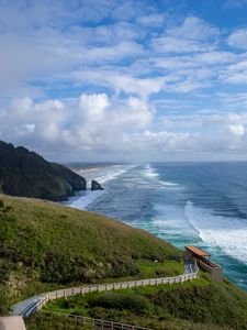 Preview wallpaper island, hills, coast, sea, landscape