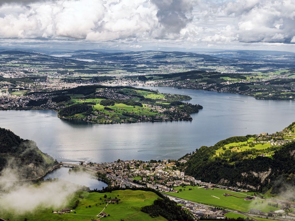 1024x768 Wallpaper island, hills, mountains, clouds, sky, landscape