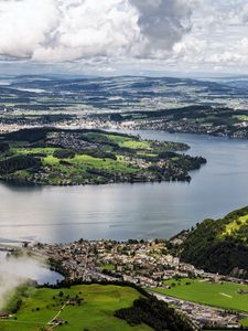 Preview wallpaper island, hills, mountains, clouds, sky, landscape