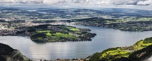 Preview wallpaper island, hills, mountains, clouds, sky, landscape