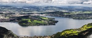 Preview wallpaper island, hills, mountains, clouds, sky, landscape