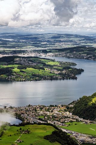320x480 Wallpaper island, hills, mountains, clouds, sky, landscape