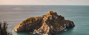 Preview wallpaper island, house, sea, horizon, fern