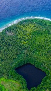 Preview wallpaper island, lagoon, aerial view, ocean, tropics