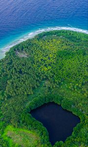 Preview wallpaper island, lagoon, aerial view, ocean, tropics