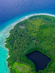 Preview wallpaper island, lagoon, aerial view, ocean, tropics