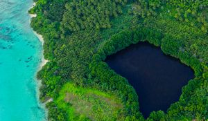 Preview wallpaper island, lagoon, aerial view, ocean, tropics