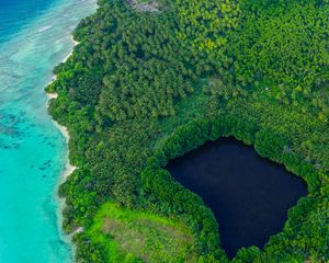 Preview wallpaper island, lagoon, aerial view, ocean, tropics