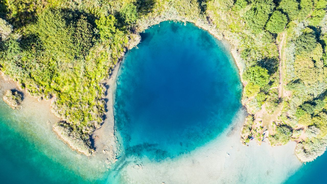 Wallpaper island, lagoon, aerial view, sea, shore