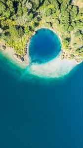 Preview wallpaper island, lagoon, aerial view, sea, shore