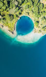 Preview wallpaper island, lagoon, aerial view, sea, shore