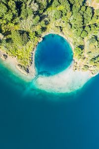 Preview wallpaper island, lagoon, aerial view, sea, shore