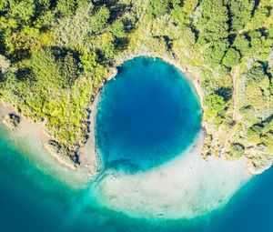 Preview wallpaper island, lagoon, aerial view, sea, shore