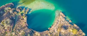 Preview wallpaper island, lagoon, aerial view, sea, tropics