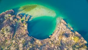 Preview wallpaper island, lagoon, aerial view, sea, tropics