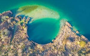 Preview wallpaper island, lagoon, aerial view, sea, tropics