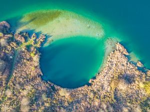 Preview wallpaper island, lagoon, aerial view, sea, tropics