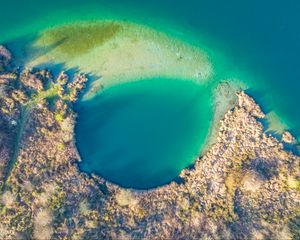 Preview wallpaper island, lagoon, aerial view, sea, tropics