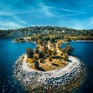 Preview wallpaper island, lake, summer, scarborough bluffs park, toronto, canada