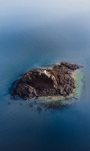Preview wallpaper island, lighthouse, aerial view, sea, water