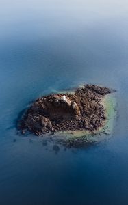 Preview wallpaper island, lighthouse, aerial view, sea, water