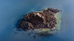 Preview wallpaper island, lighthouse, aerial view, sea, water